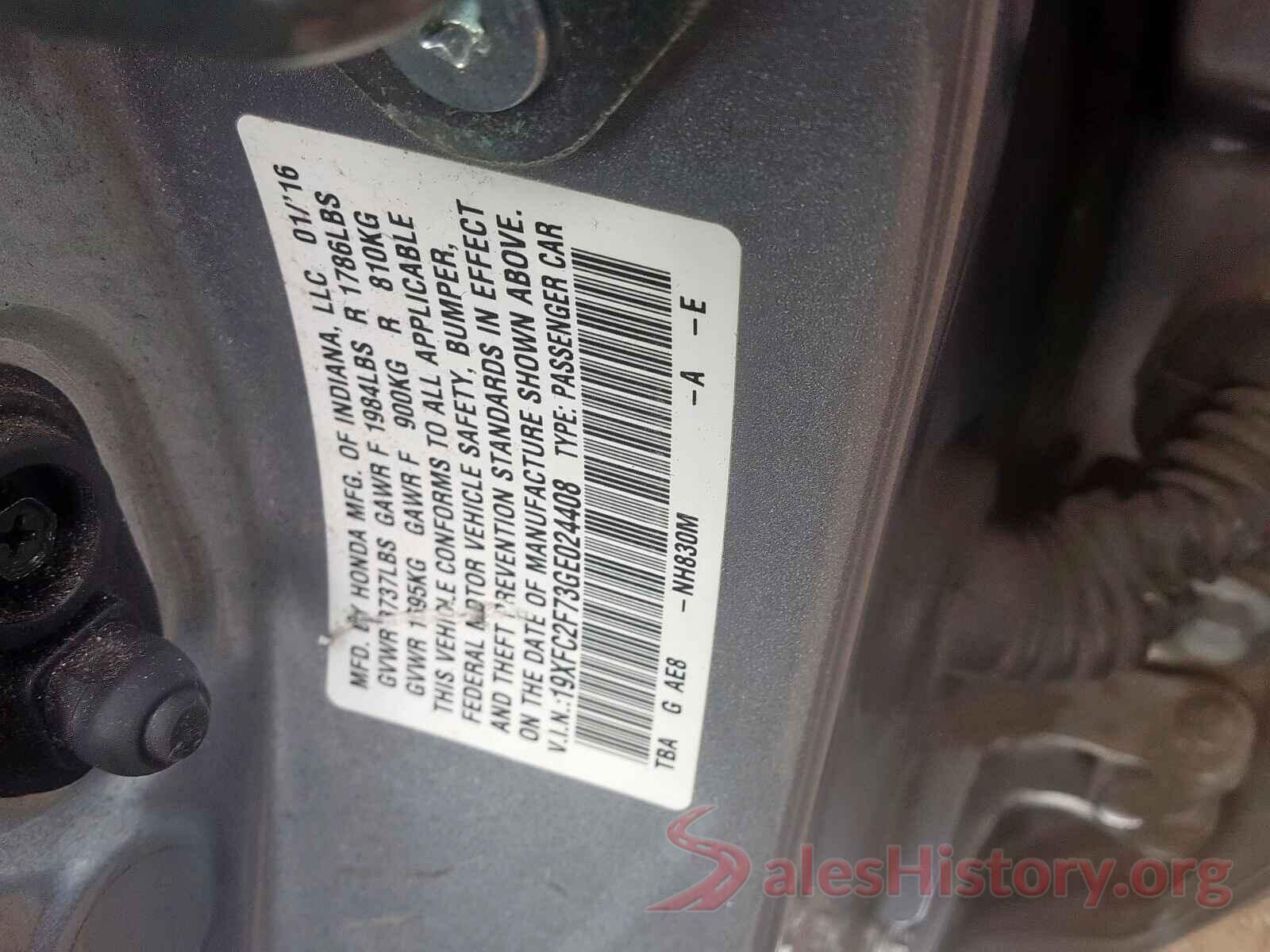 KM8J3CA26HU345580 2016 HONDA CIVIC