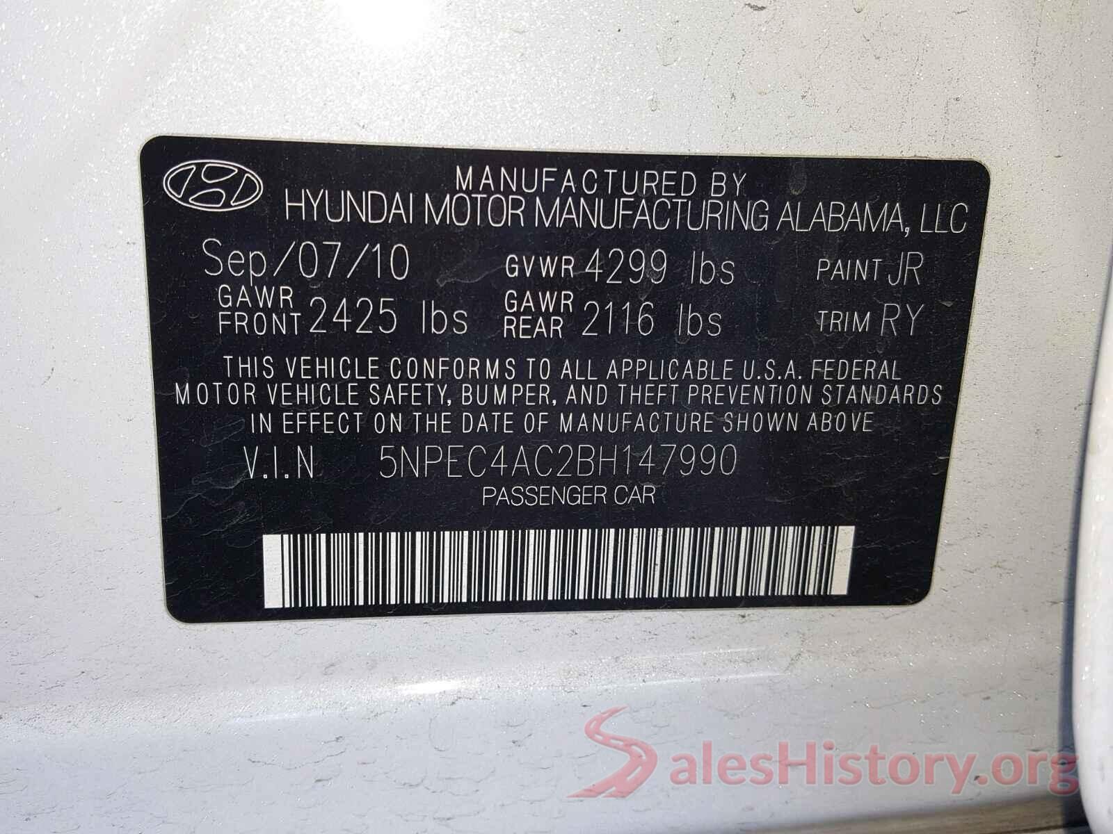 4T1B11HK4JU070995 2011 HYUNDAI SONATA