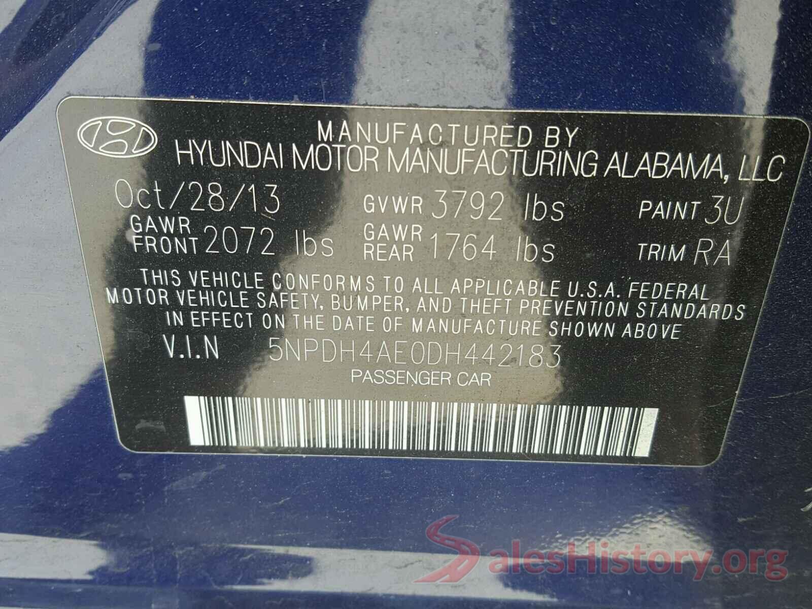 KNALC4J11H5090077 2013 HYUNDAI ELANTRA