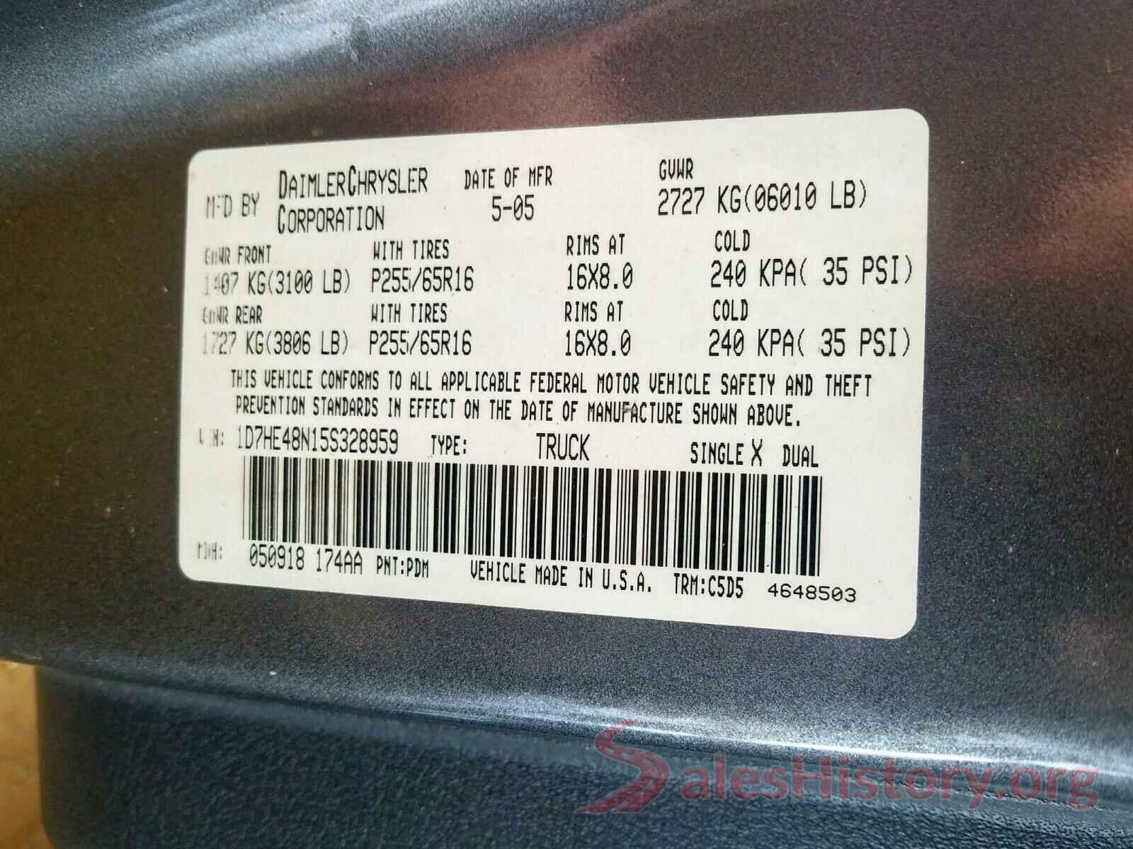 5NPE24AFXJH674493 2005 DODGE DAKOTA