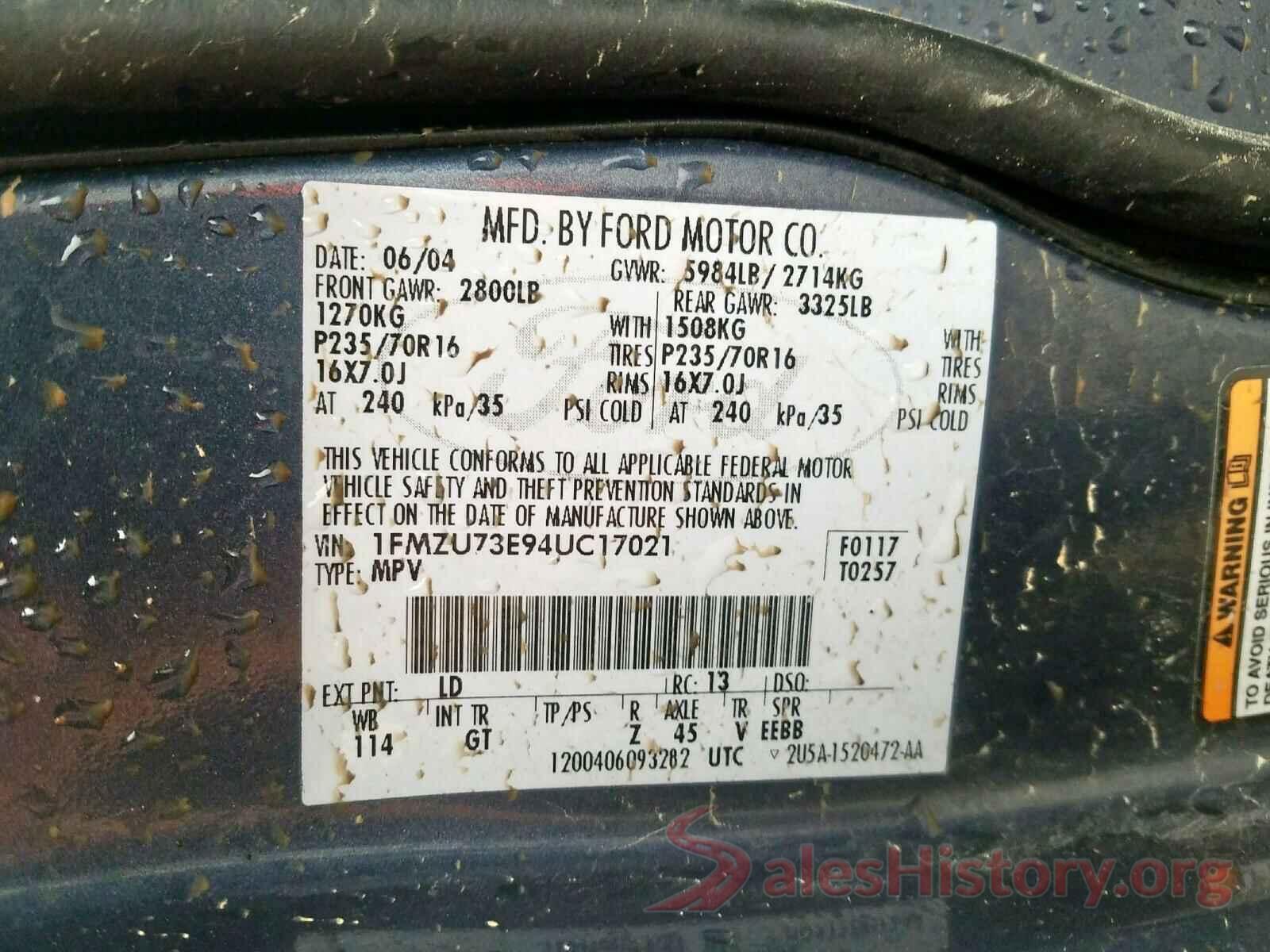 3KPF34AD3ME271075 2004 FORD EXPLORER