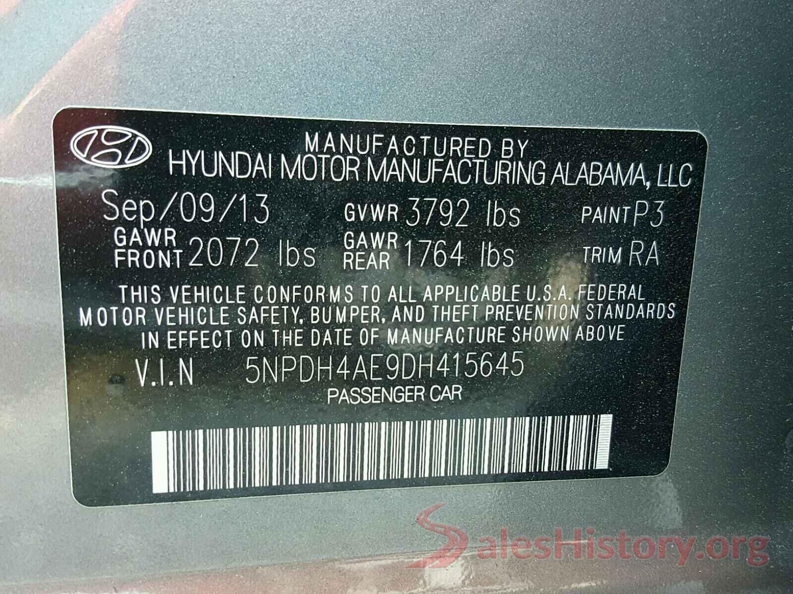 3N1AB7AP8GY322181 2013 HYUNDAI ELANTRA