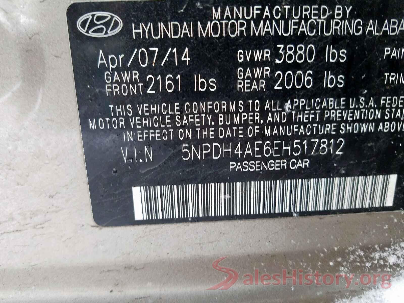 5NPE24AF4GH364994 2014 HYUNDAI ELANTRA