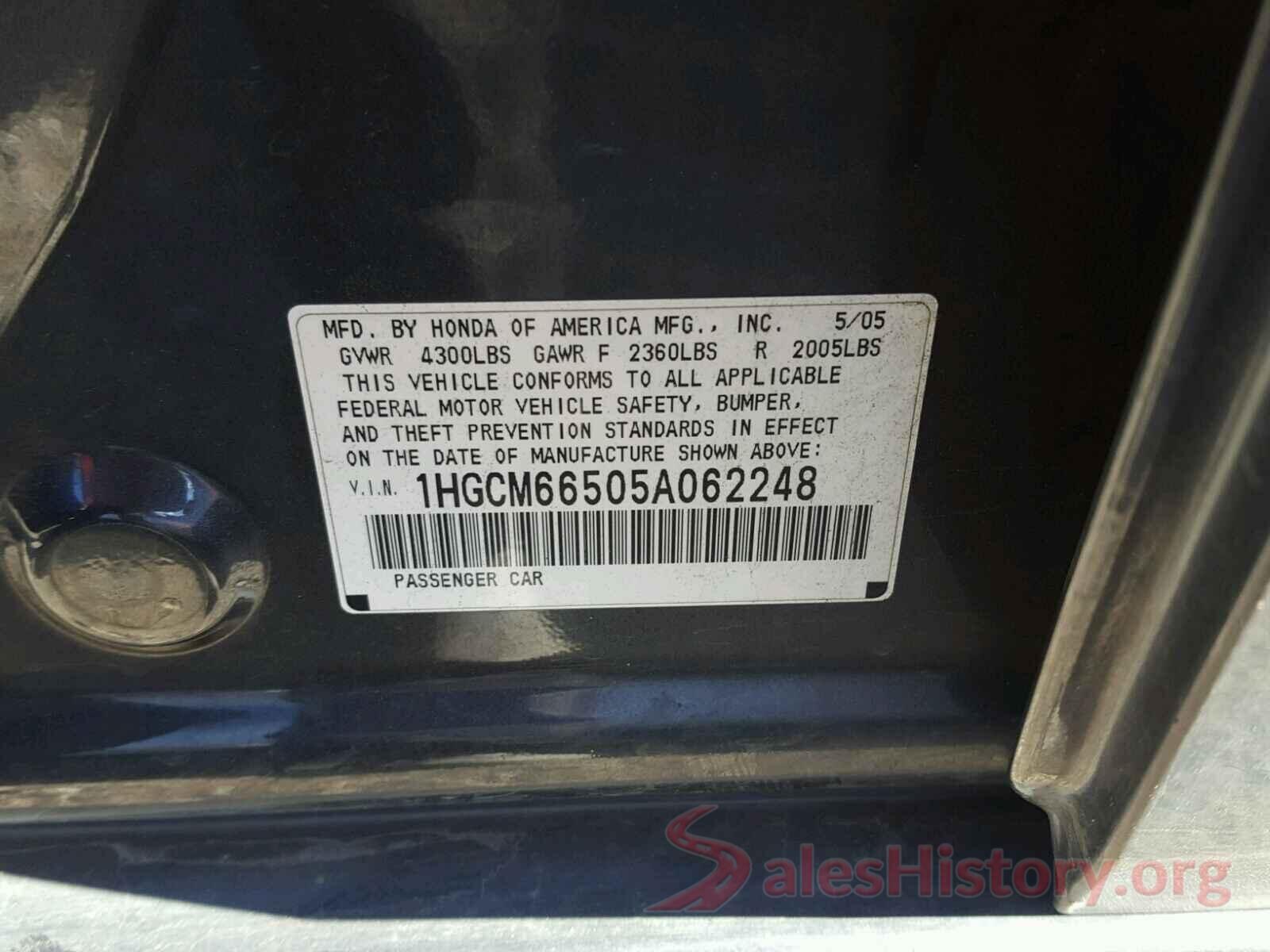 4T1BF1FK0HU315600 2005 HONDA ACCORD