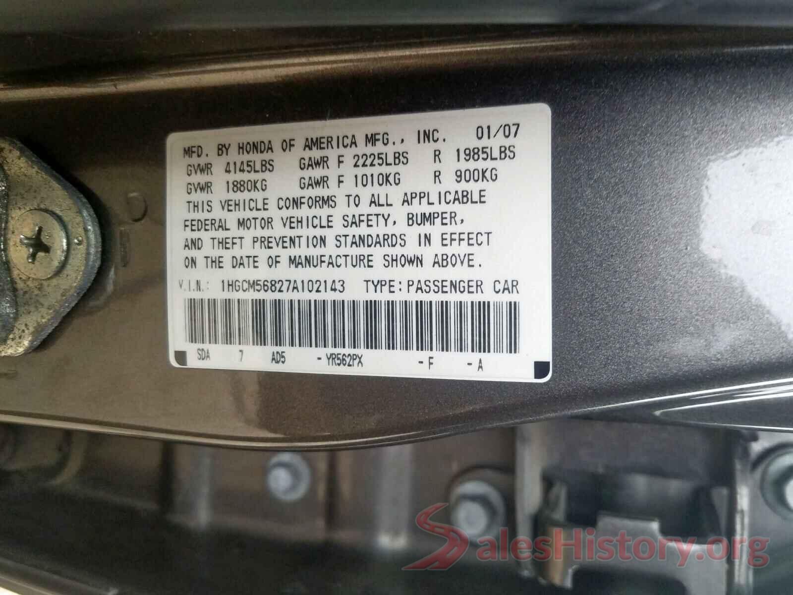 KNDJ23AU4L7070226 2007 HONDA ACCORD