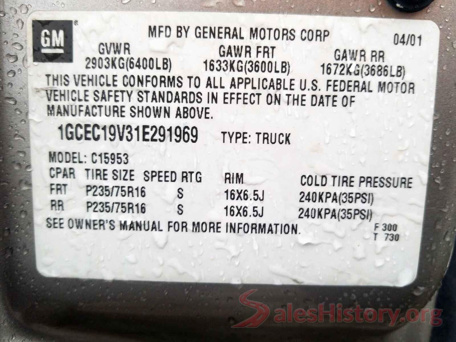 2HGFC2F84LH582664 2001 CHEVROLET SILVERADO