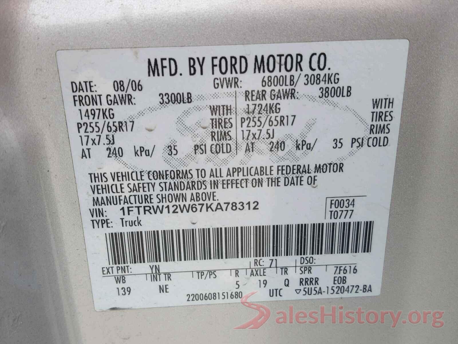 KNDJ63AU3L7016856 2007 FORD F150 SUPER