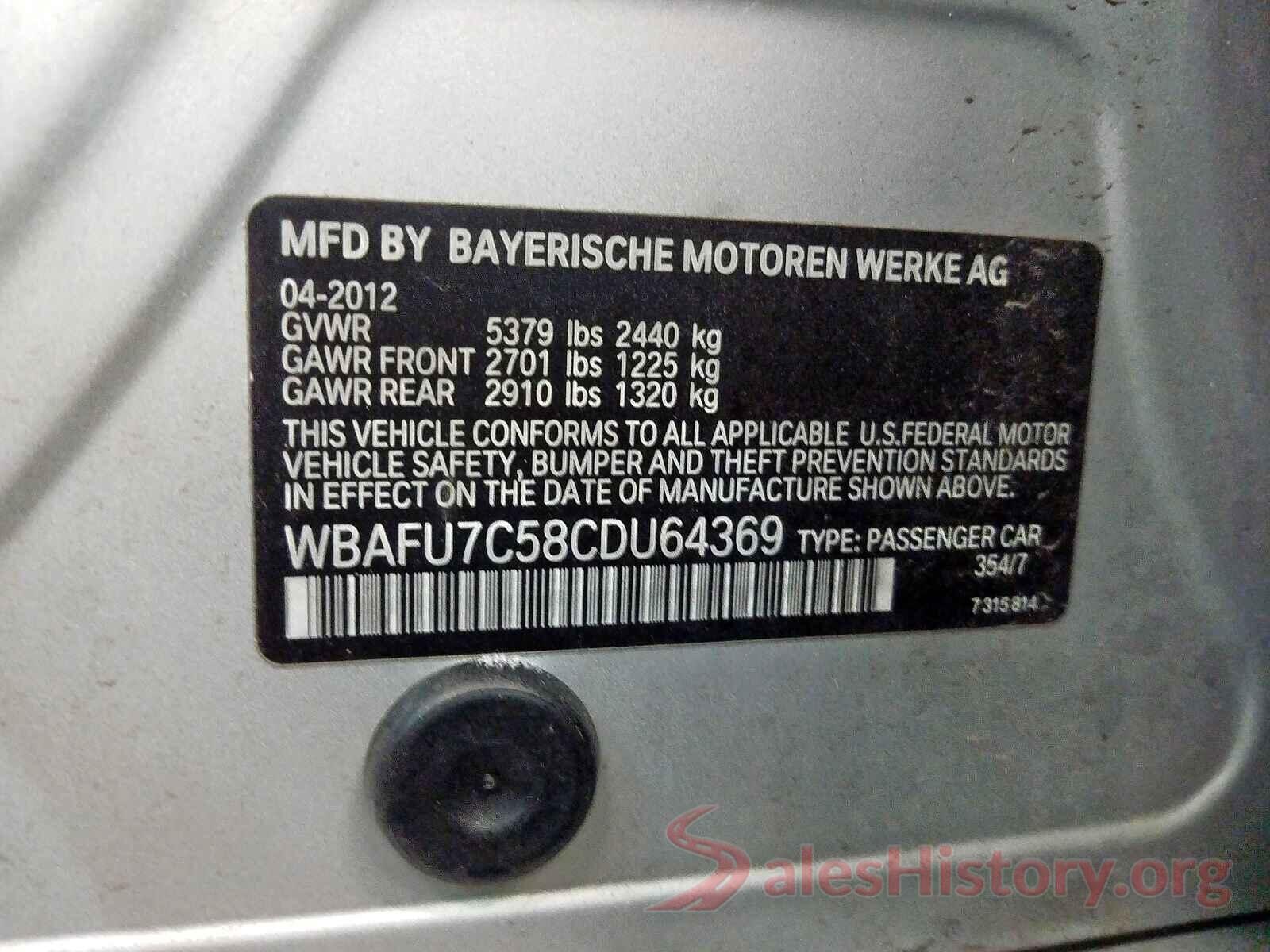 WP1AA2A24GKA13022 2012 BMW 5 SERIES