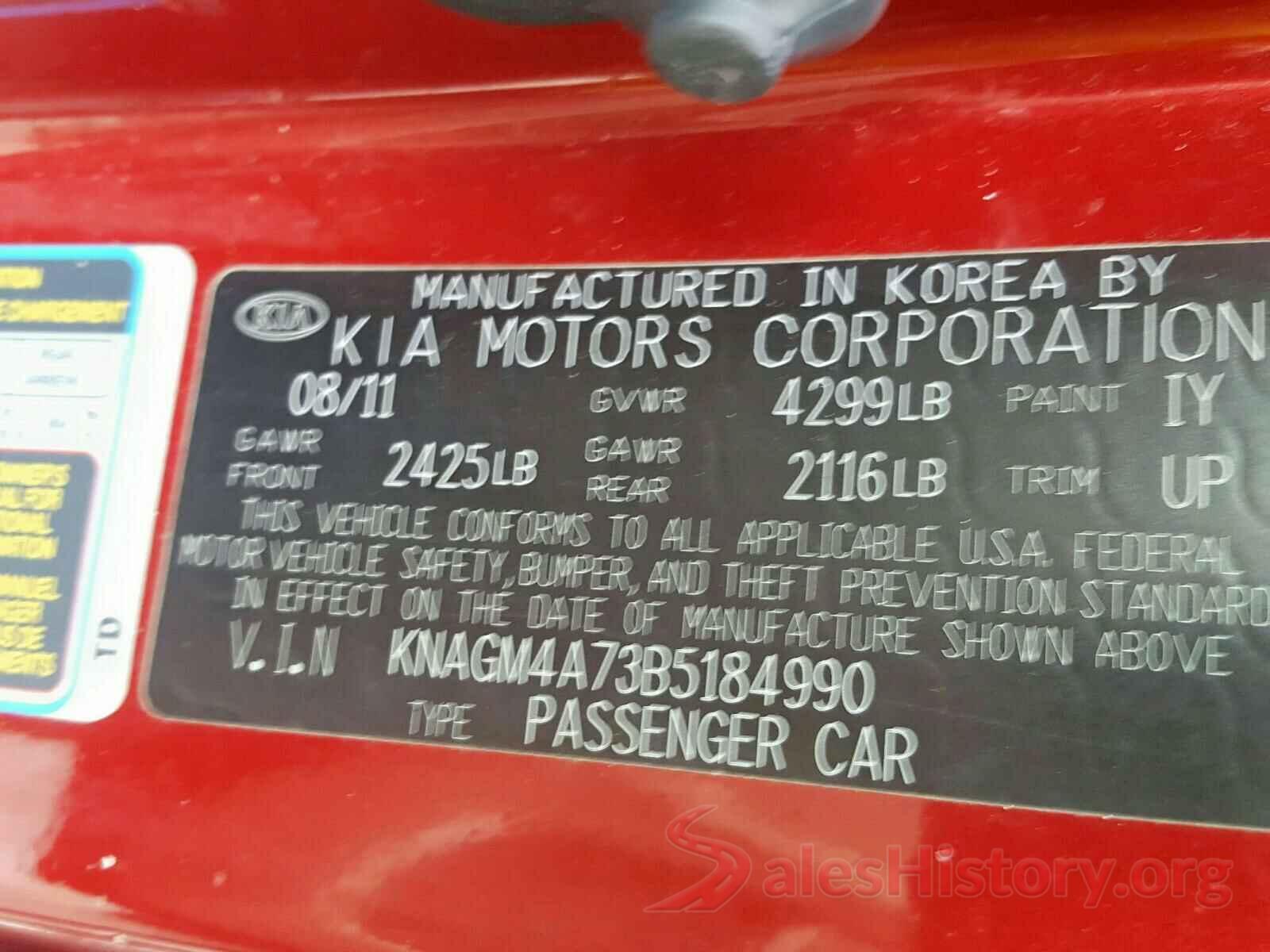 5N1AT2MT5KC829364 2011 KIA OPTIMA