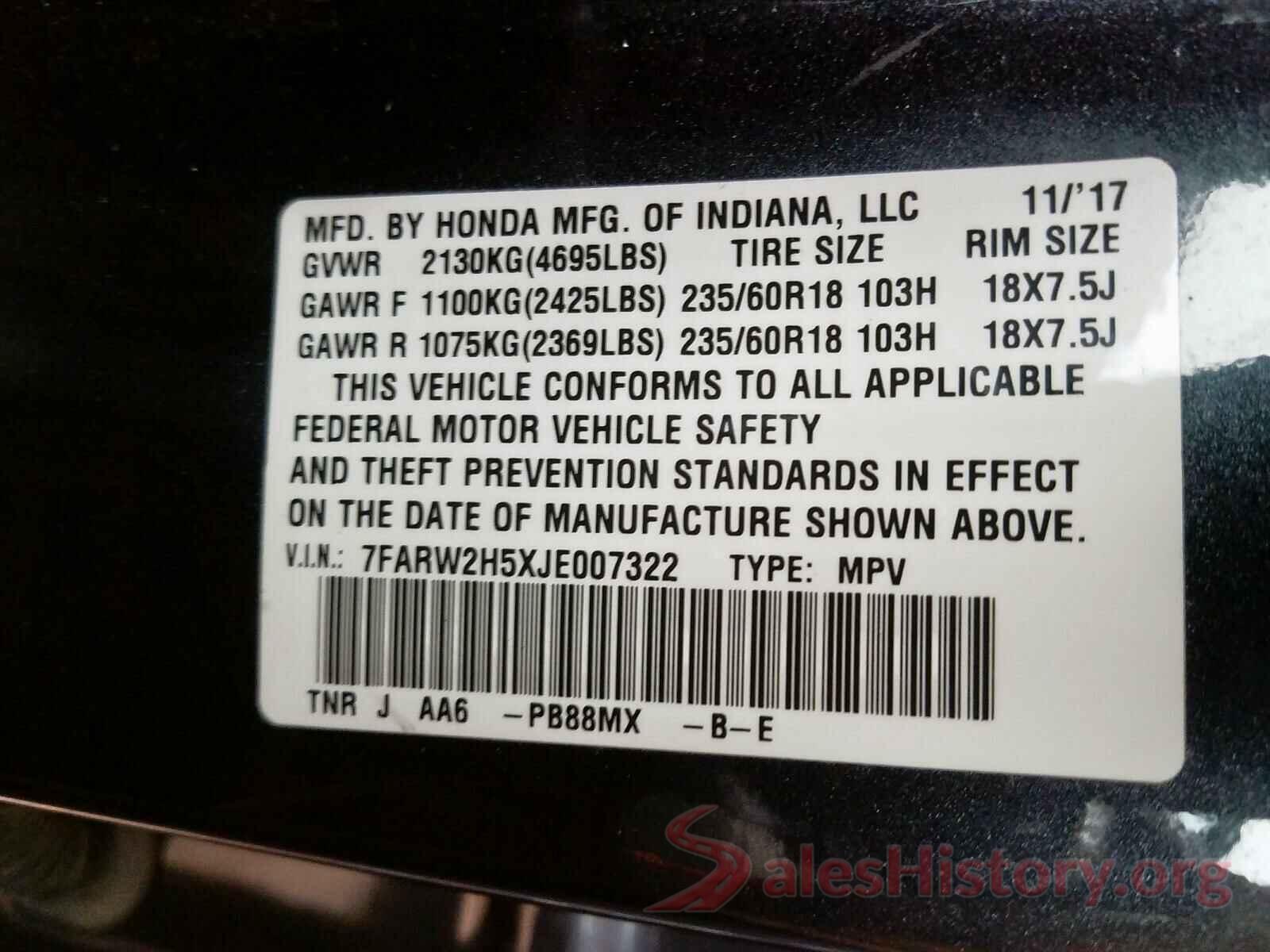 5YFBURHE5GP506392 2018 HONDA CRV