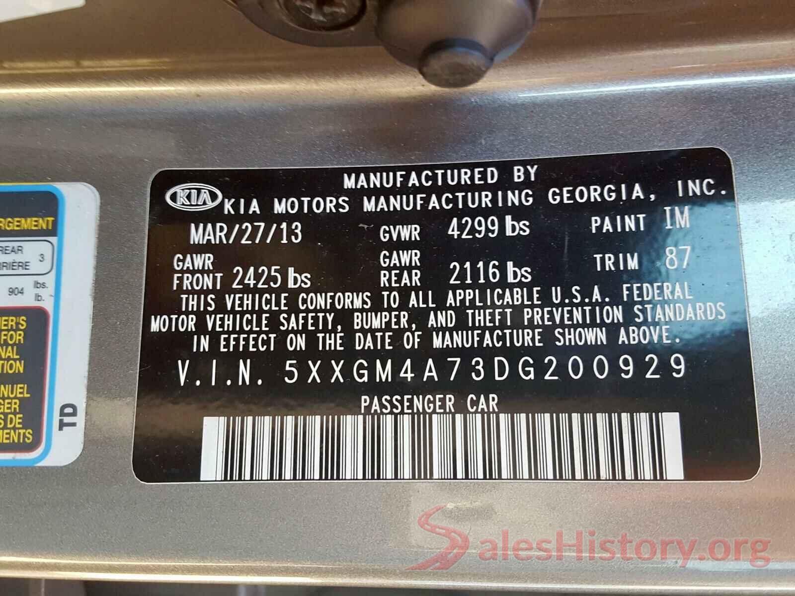 5XXGU4L35JG220508 2013 KIA OPTIMA