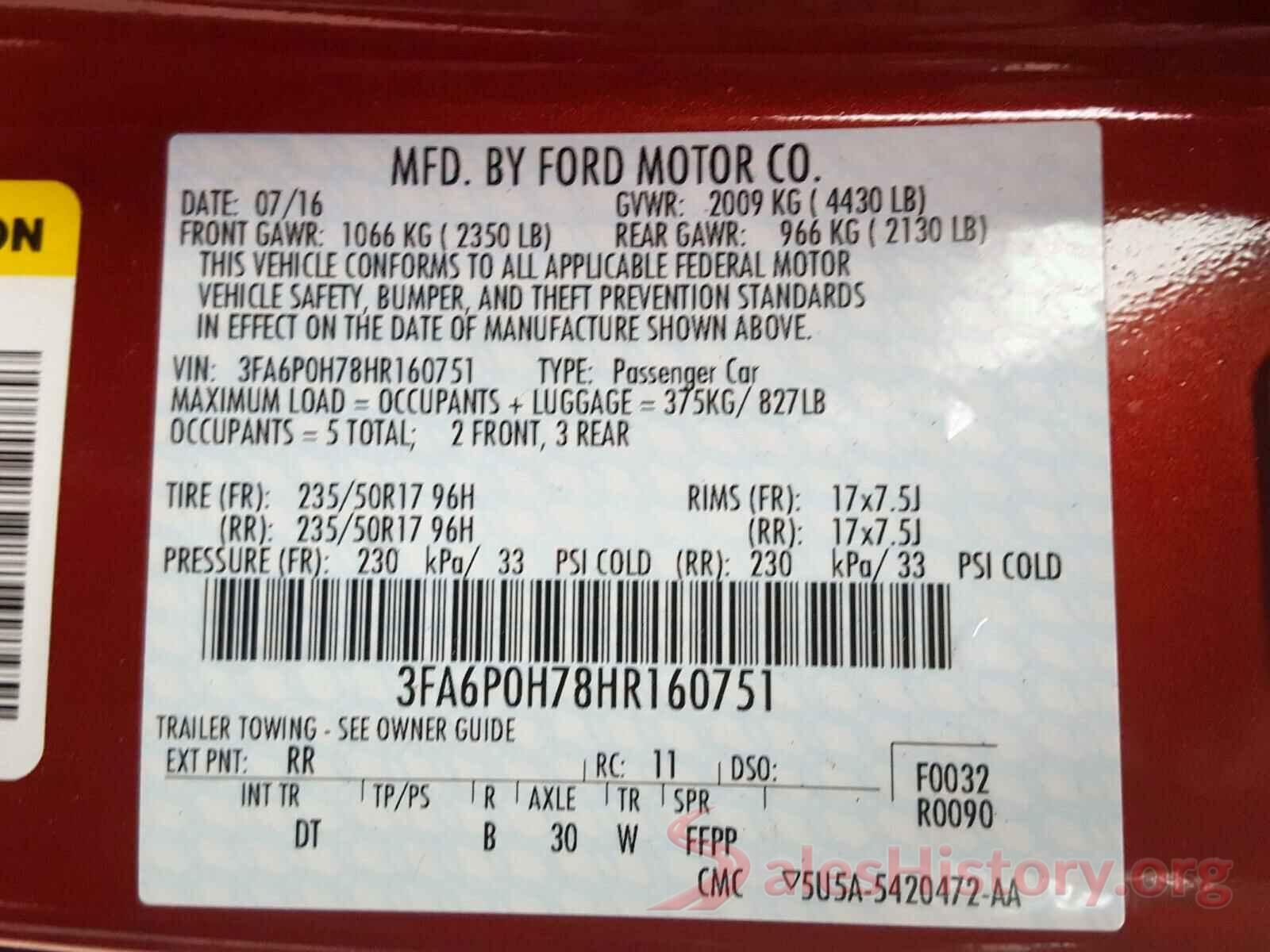 3FA6P0HD5KR178847 2017 FORD FUSION