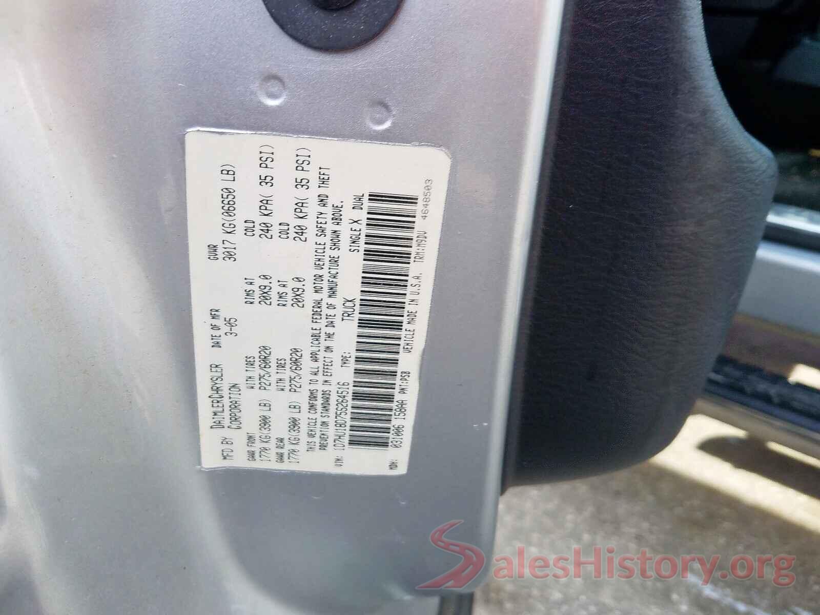 KNDERCAA0M7138574 2005 DODGE RAM 1500