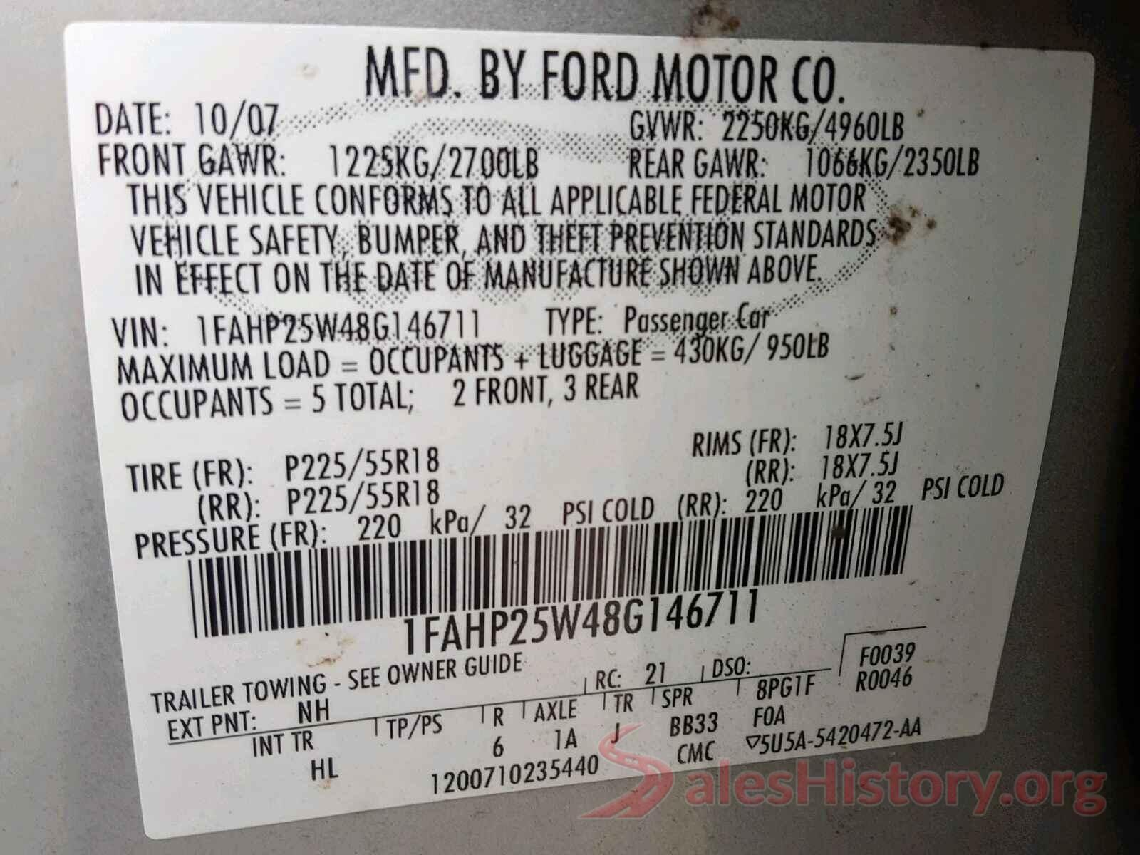 1N4AA6DV3LC373469 2008 FORD TAURUS