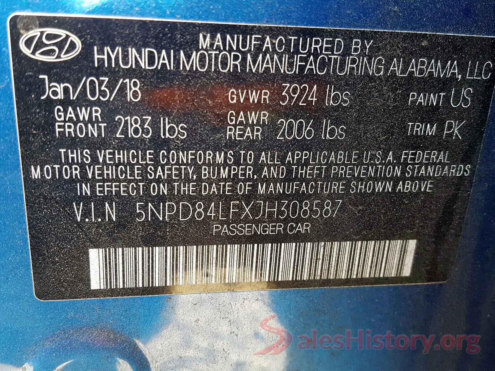 5XYPKDA54GG071555 2018 HYUNDAI ELANTRA