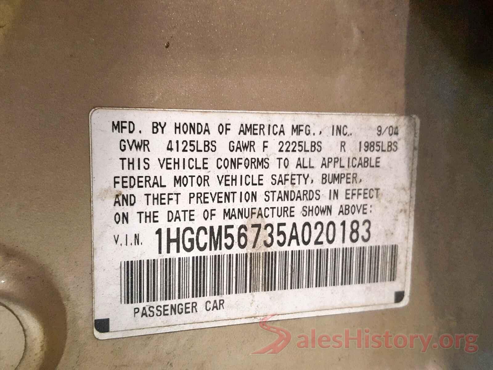 1N6AD0ER7KN879418 2005 HONDA ACCORD EX