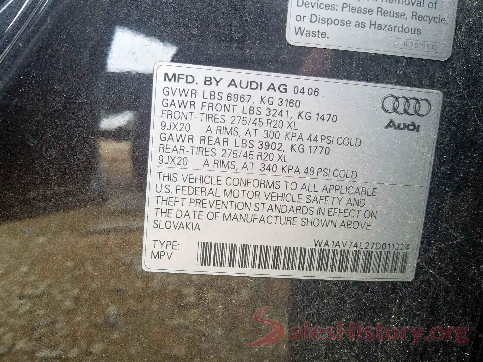 1HGCR3F84GA027290 2007 AUDI Q7