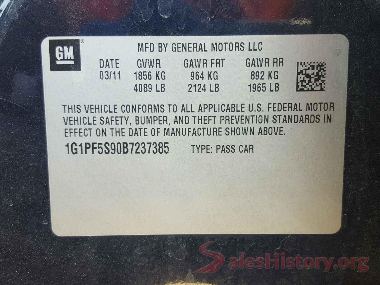 5XXGV4L28JG206249 2011 CHEVROLET CRUZE