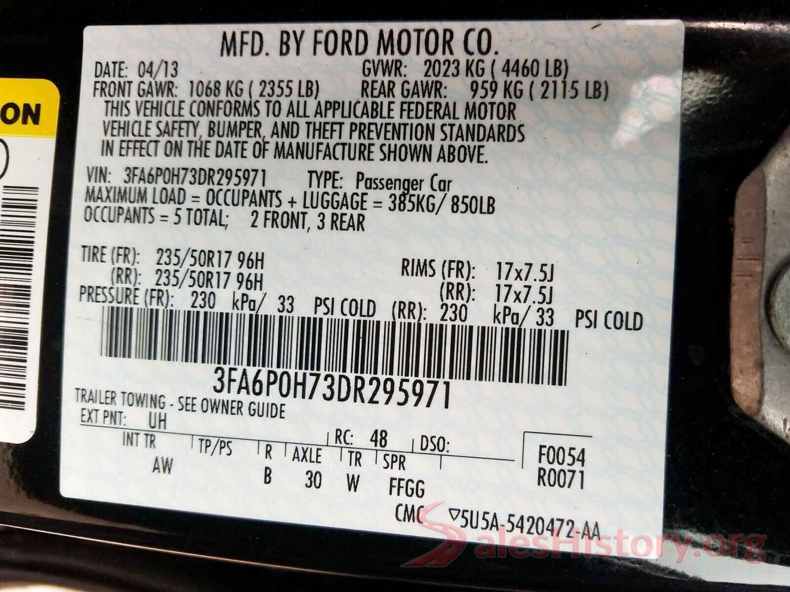 3FA6P0HD8GR340512 2013 FORD FUSION