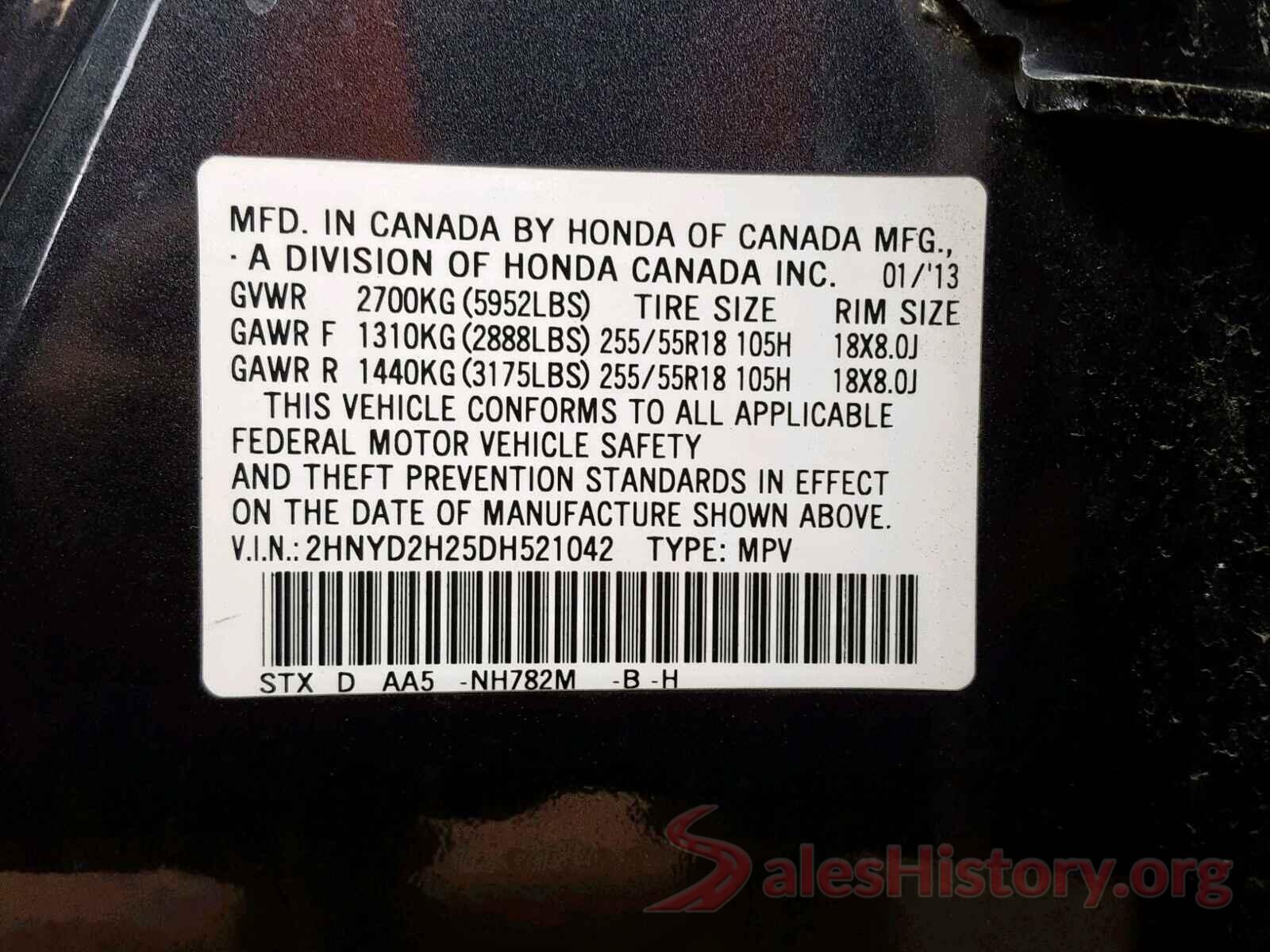 19XFC2F66LE204788 2013 ACURA MDX