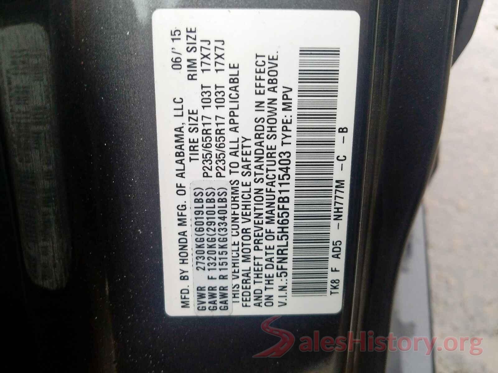 2T1BURHE7HC863669 2015 HONDA ODYSSEY