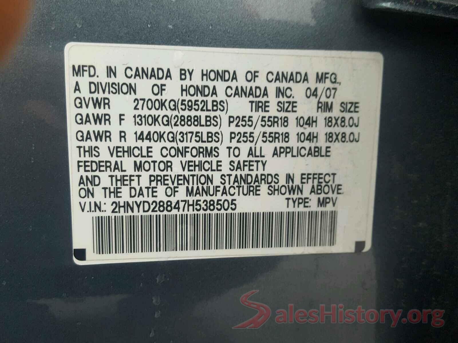 JTMP1RFV0KD009344 2007 ACURA MDX