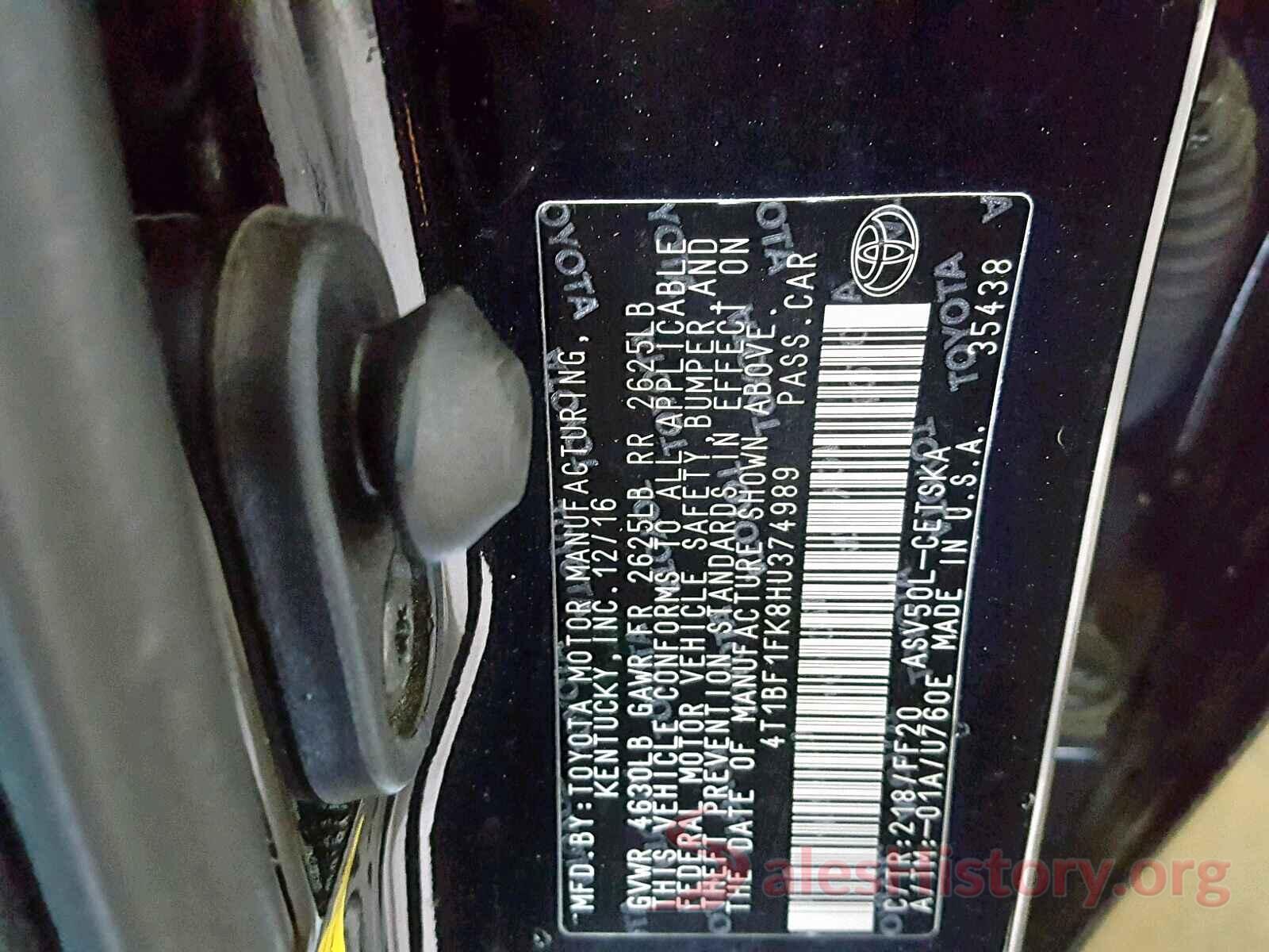 4T1BF1FK8HU374989 2017 TOYOTA CAMRY