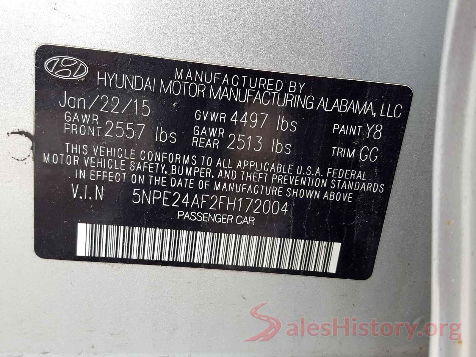 1C4BJWDG2HL603882 2015 HYUNDAI SONATA