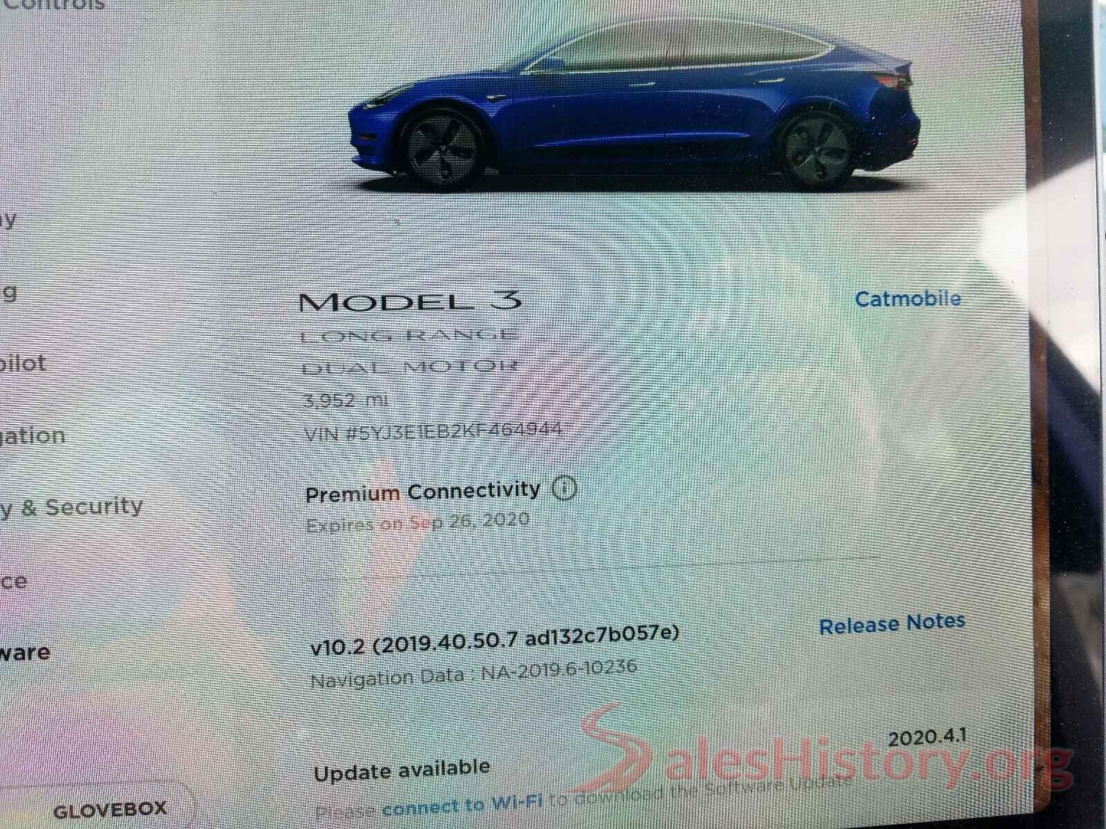 5YJ3E1EB2KF464944 2019 TESLA MODEL 3