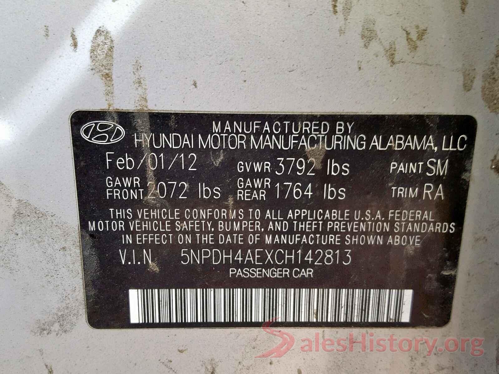 5YFEPRAE5LP029259 2012 HYUNDAI ELANTRA