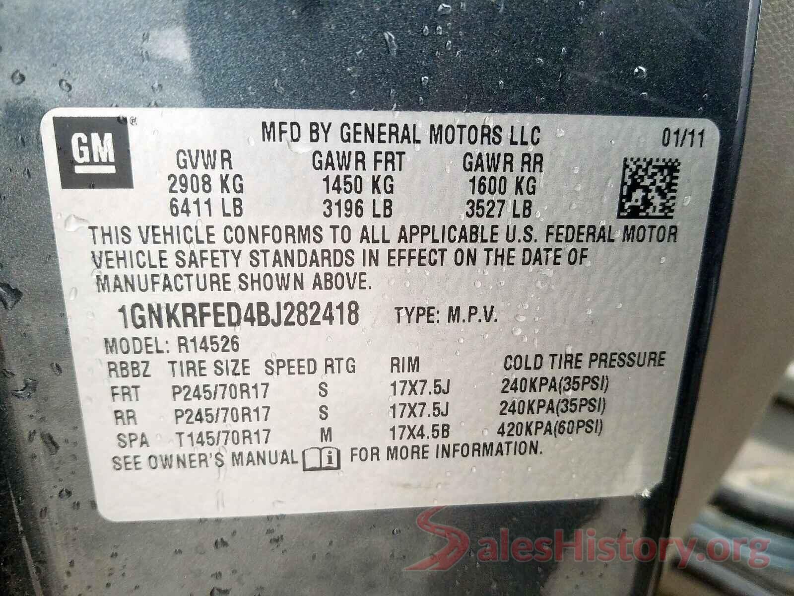 5NPE24AF7JH670868 2011 CHEVROLET TRAVERSE