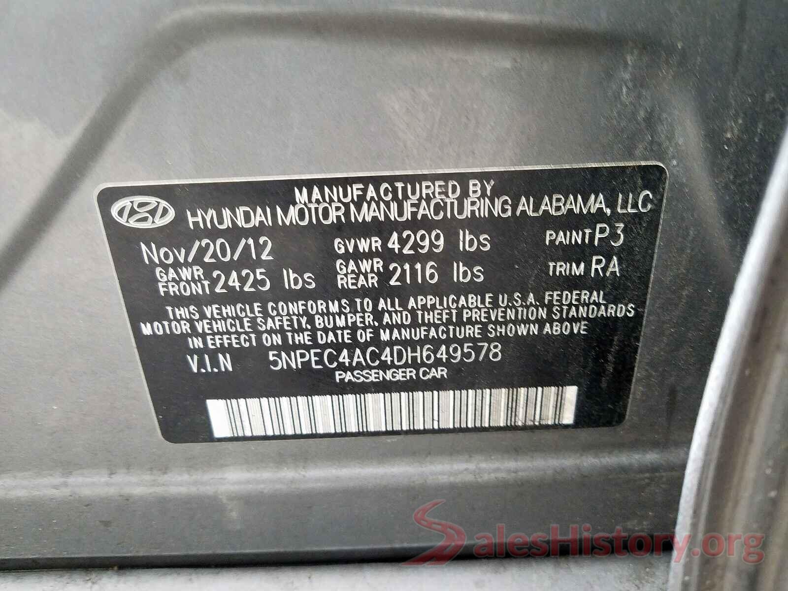 5TDJGRFH9KS064748 2013 HYUNDAI SONATA