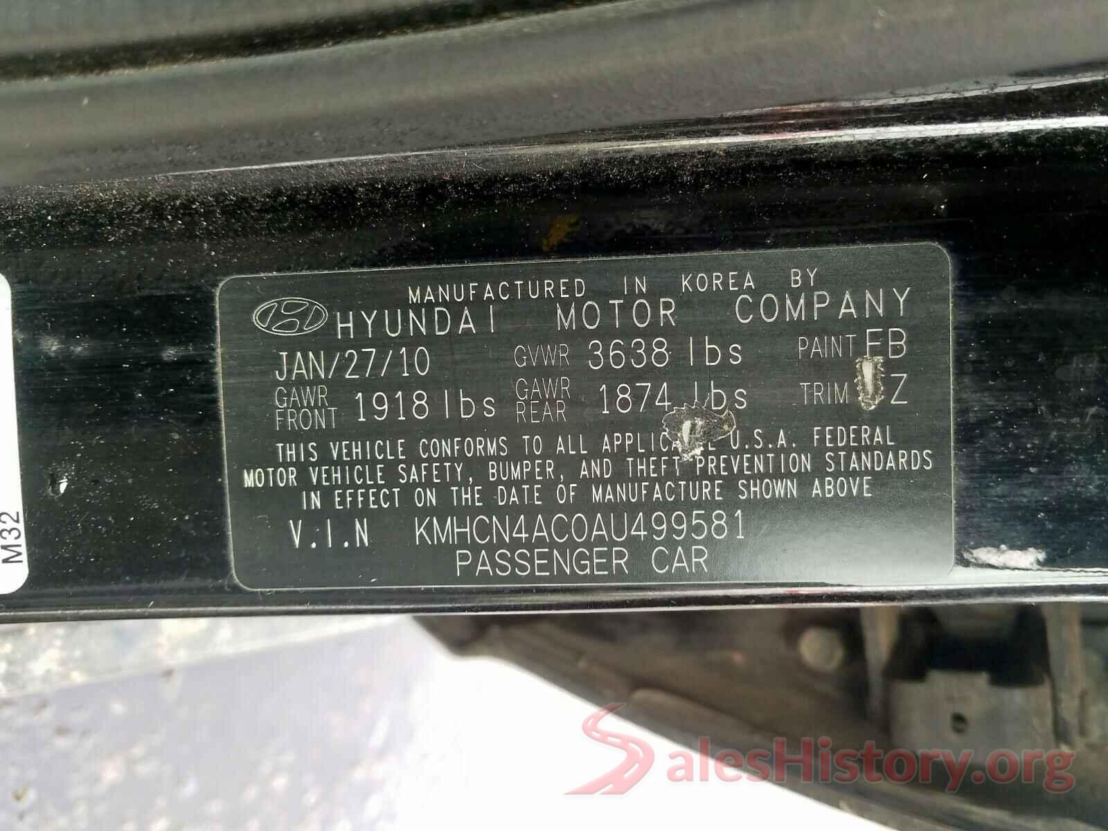 5YFEPRAE6LP120444 2010 HYUNDAI ACCENT