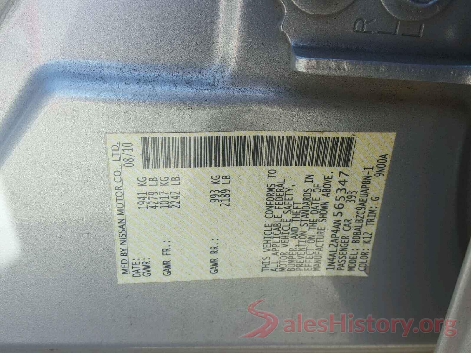 JTMRWRFV4LJ048418 2010 NISSAN ALTIMA BAS