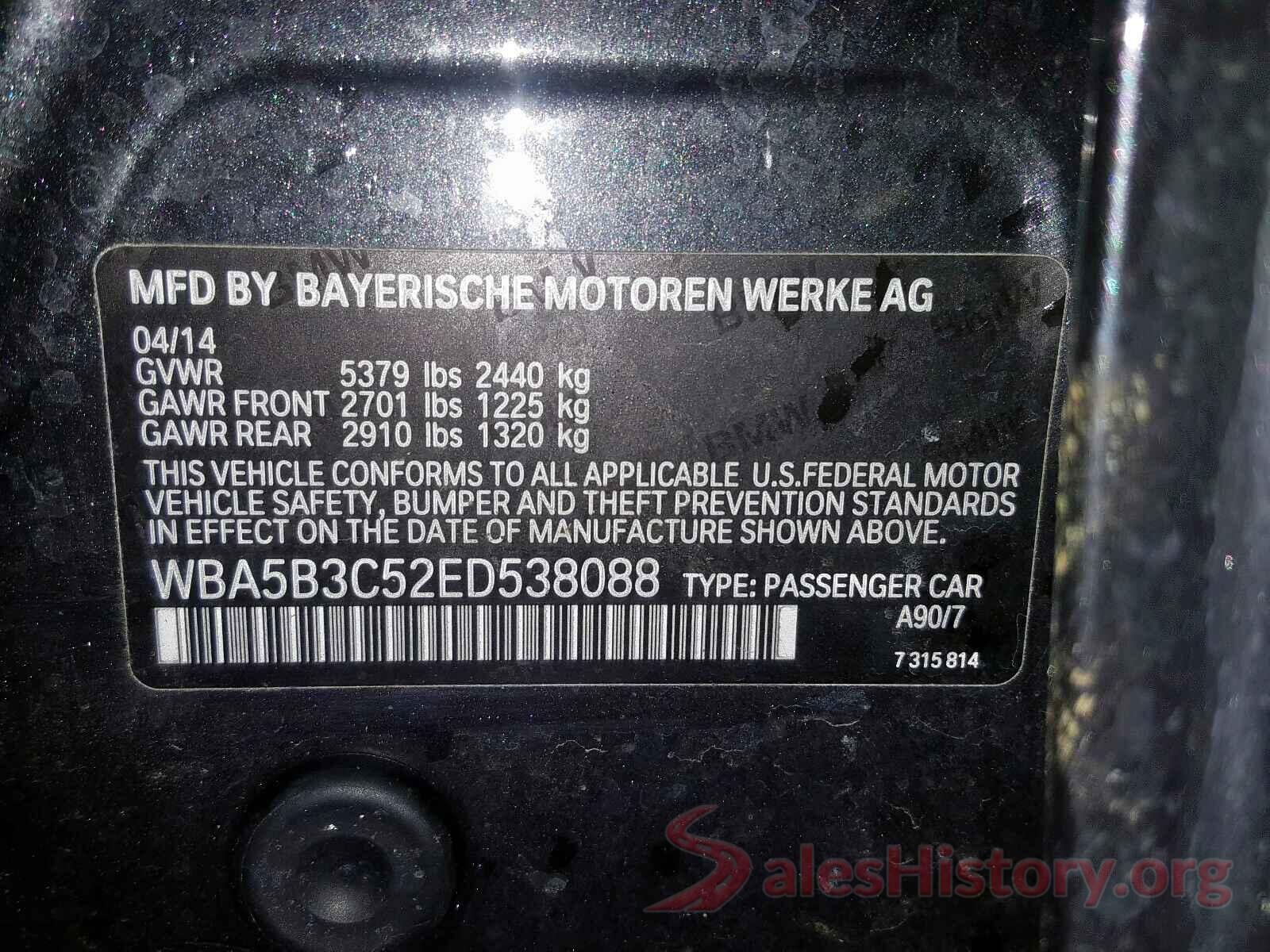 3HGGK5H43LM716777 2014 BMW 5 SERIES