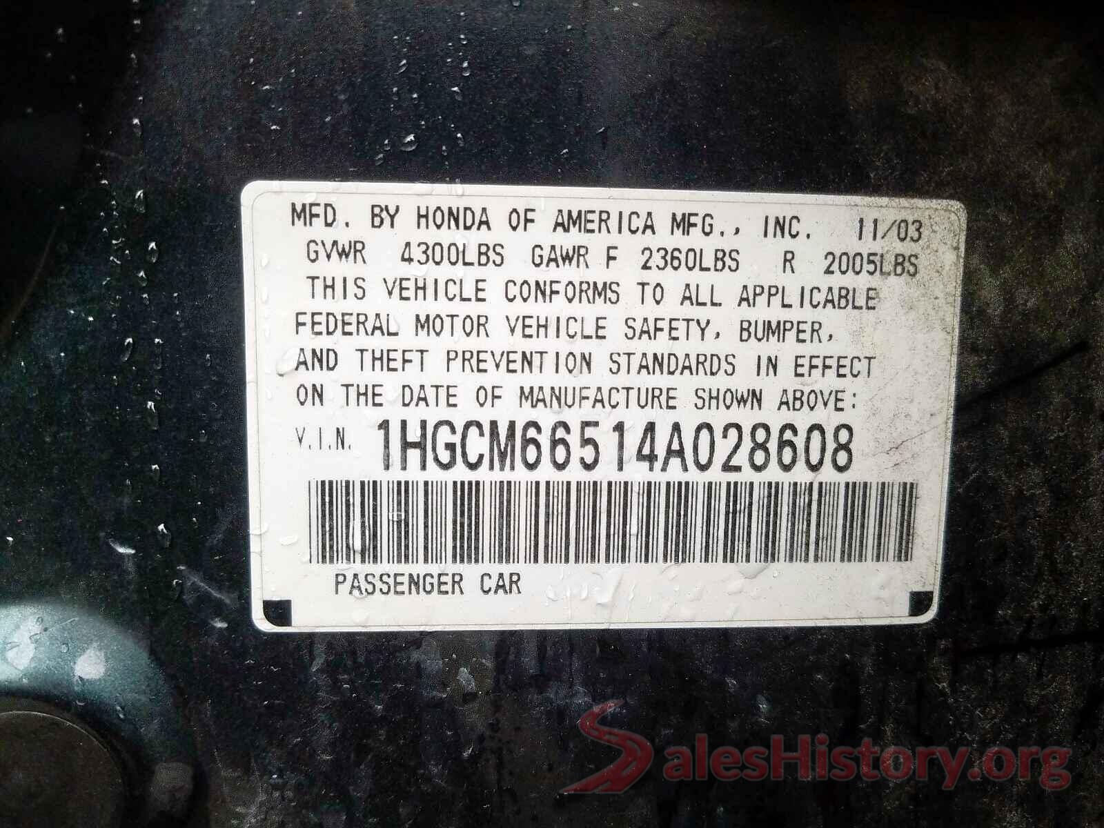 JF1ZCAC16H8605877 2004 HONDA ACCORD