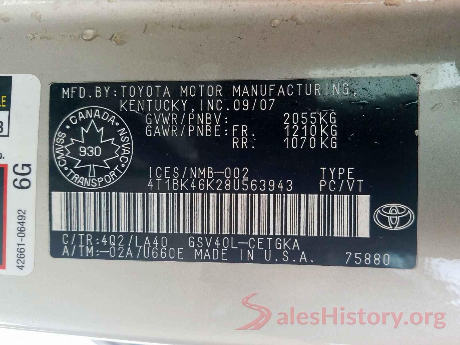 3VW517AT6GM801573 2008 TOYOTA CAMRY