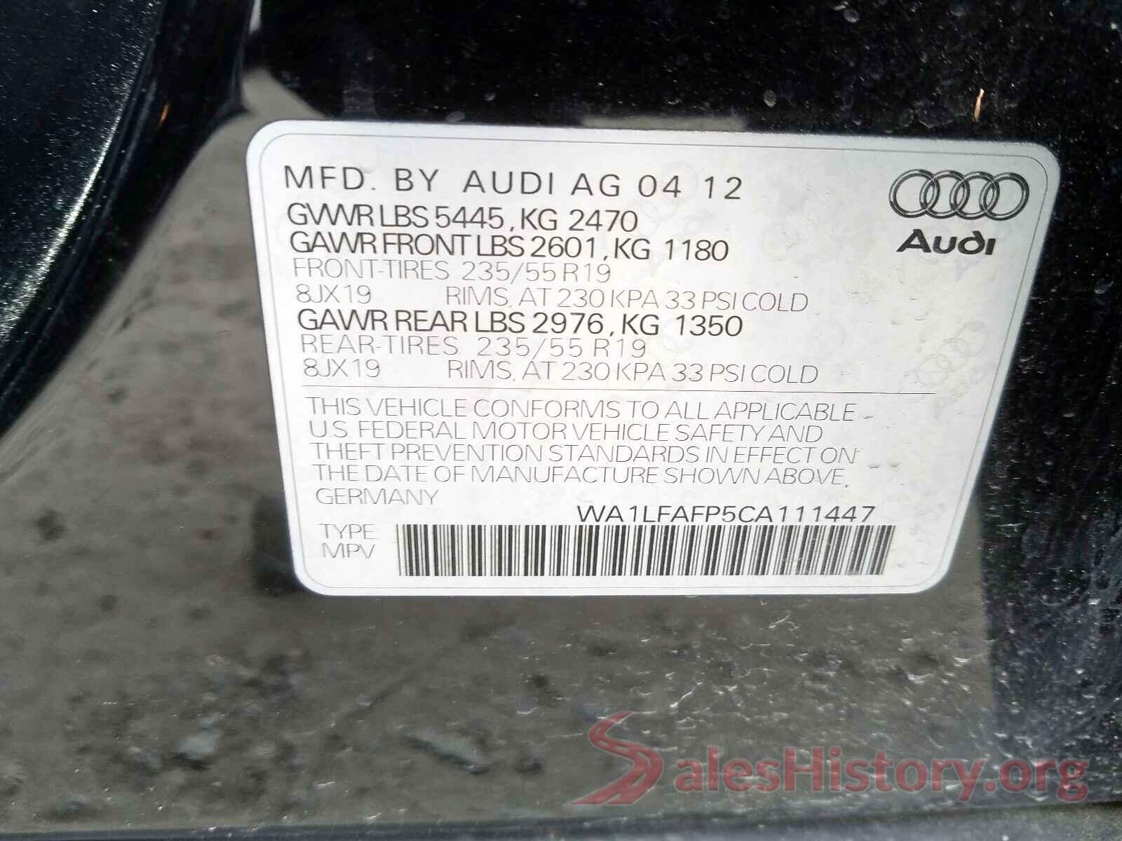 3N1AB7AP6KY292655 2012 AUDI Q5