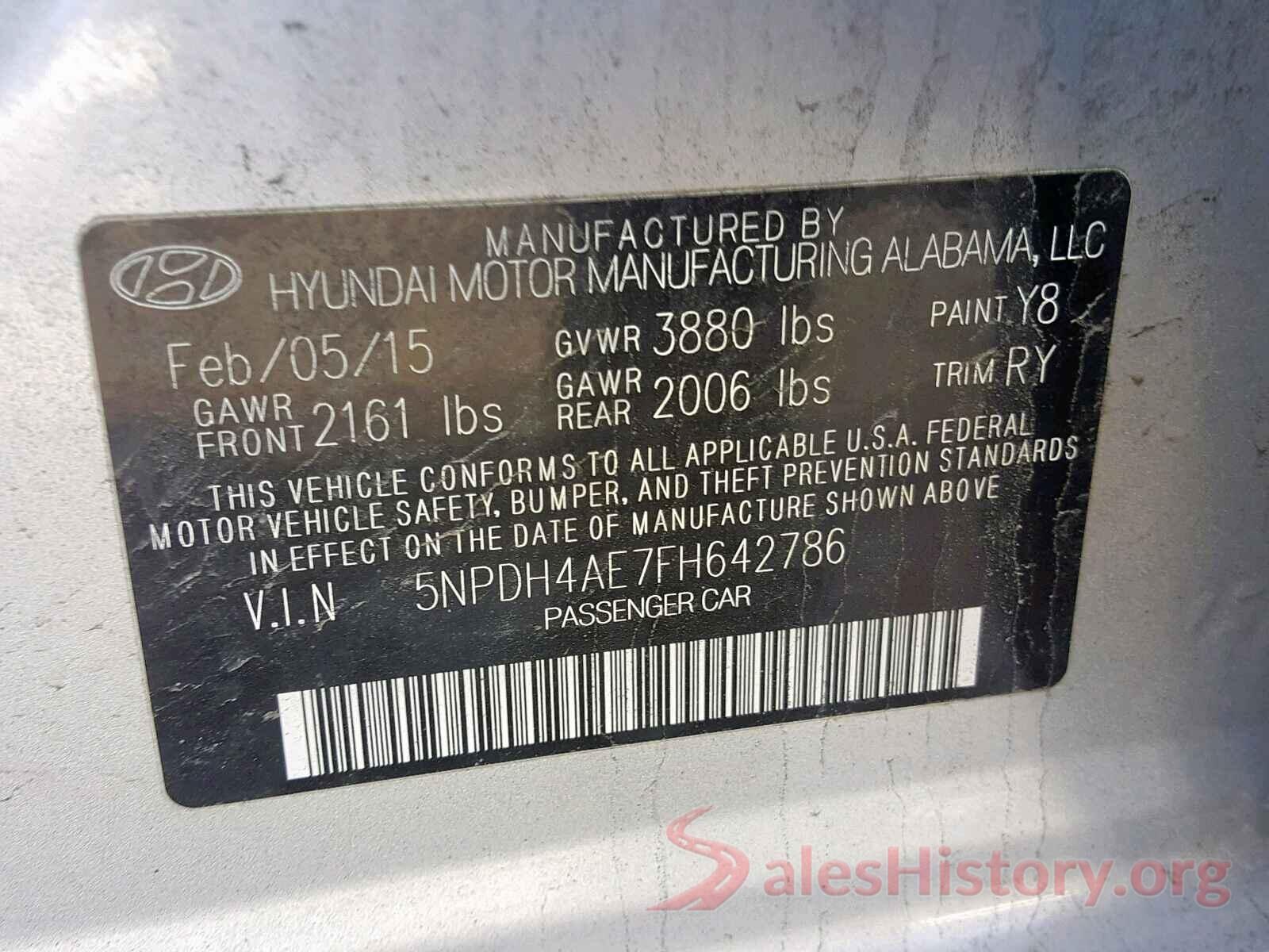 4T1B11HK2KU193728 2015 HYUNDAI ELANTRA