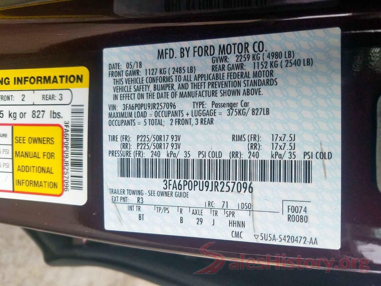 5NPD84LF7HH020942 2018 FORD FUSION