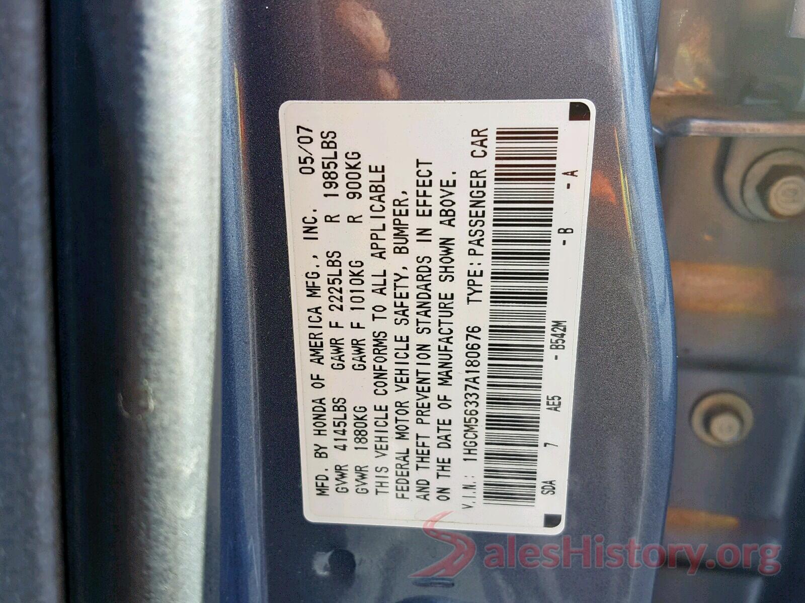 5NPE24AF2HH484861 2007 HONDA ACCORD