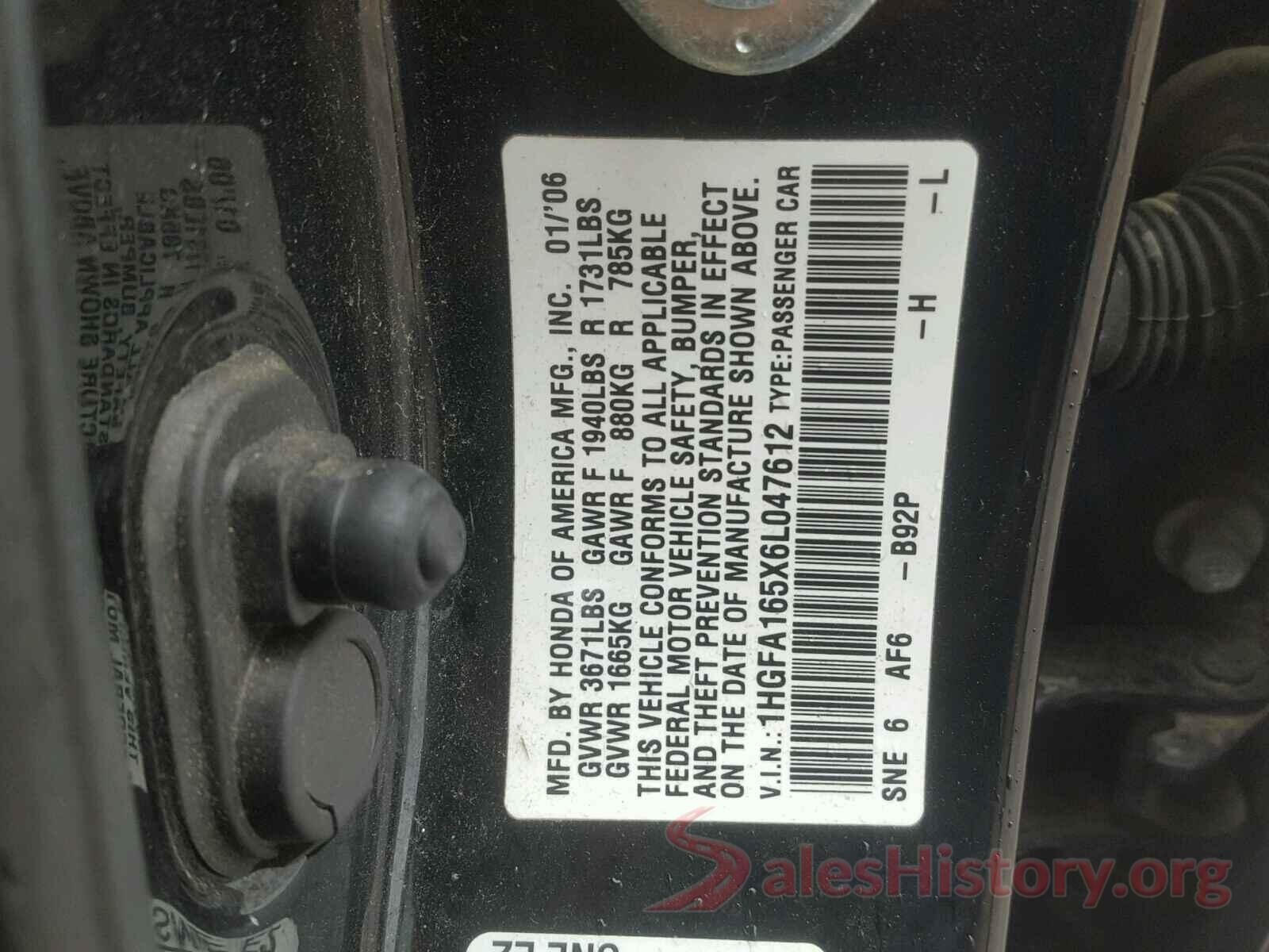 4T1B11HK3KU827385 2006 HONDA CIVIC