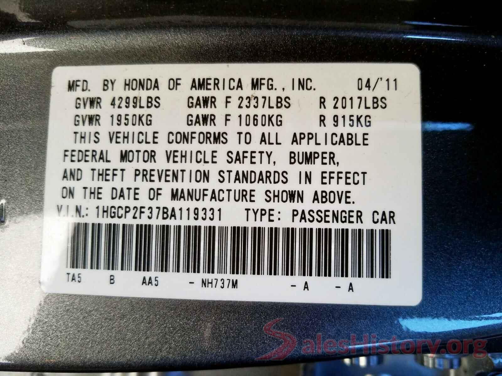 4T1B11HK6JU512739 2011 HONDA ACCORD