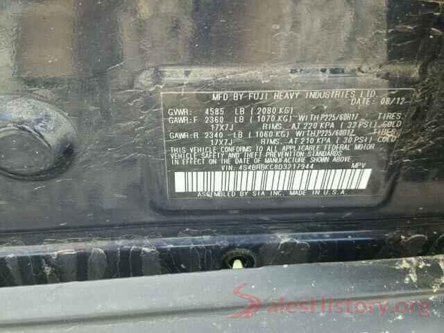 2T3RWRFV2LW083587 2013 SUBARU OUTBACK