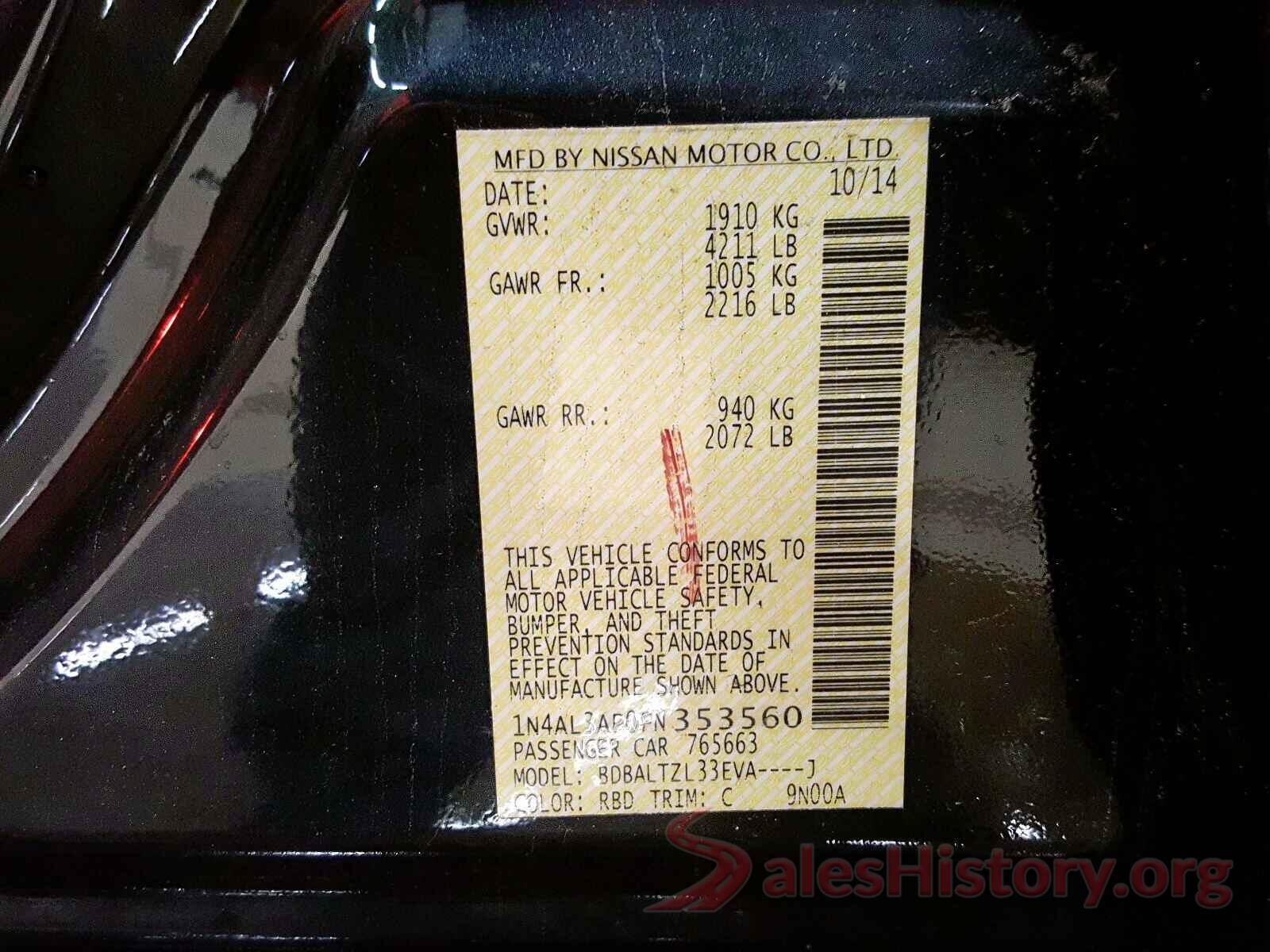 JTDKARFP5H3045279 2015 NISSAN ALTIMA