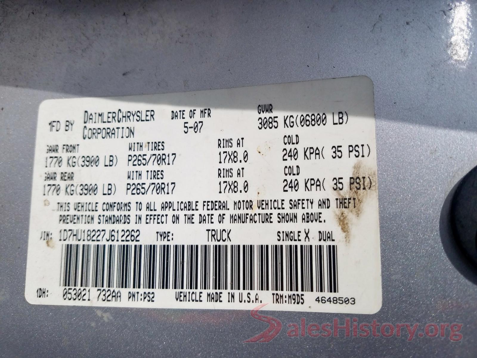 1N6AD0EV8JN714635 2007 DODGE RAM 1500