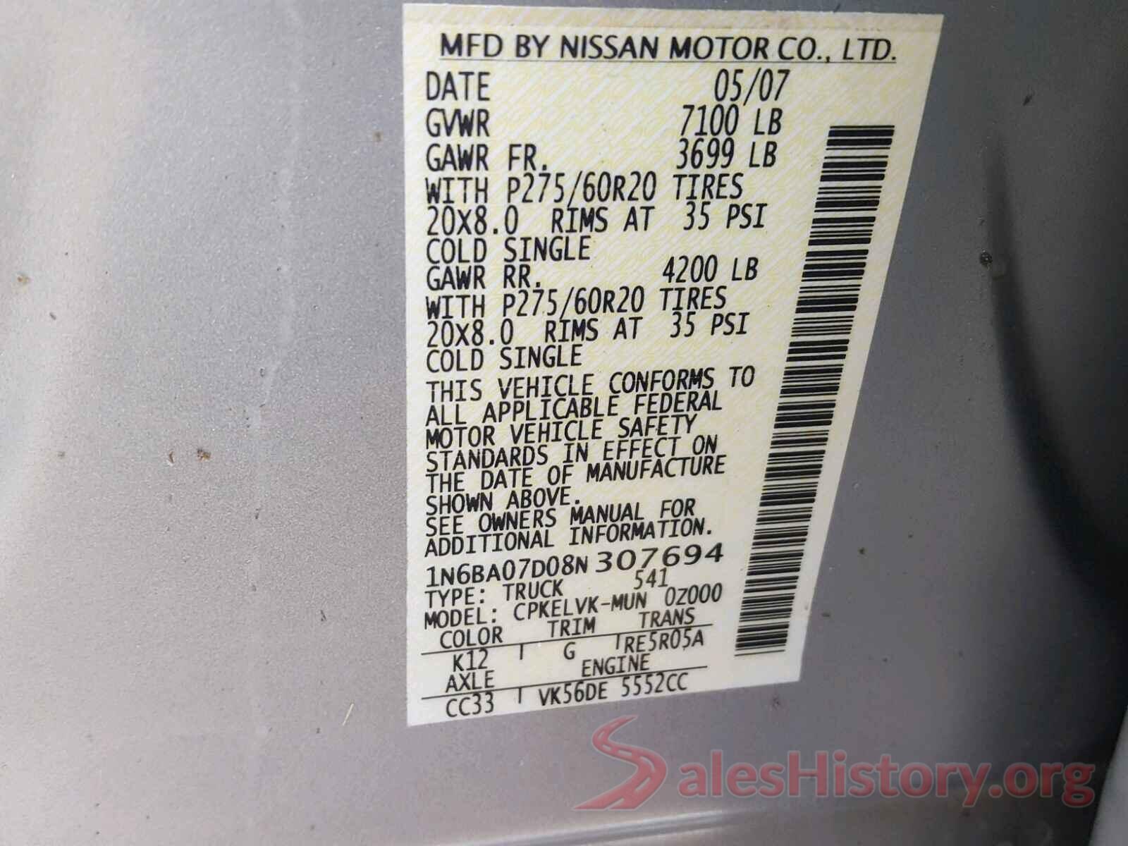 4S4WMAPD8K3465510 2008 NISSAN TITAN XE