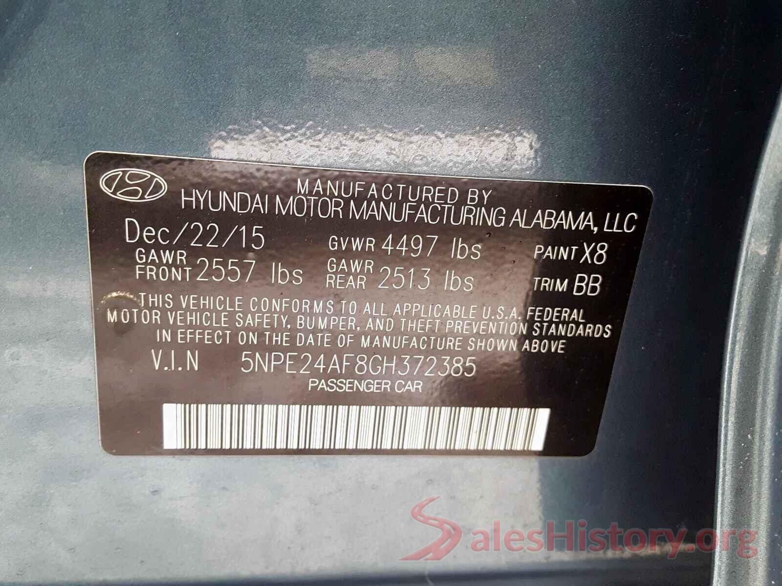 5TFSX5EN7KX065055 2016 HYUNDAI SONATA