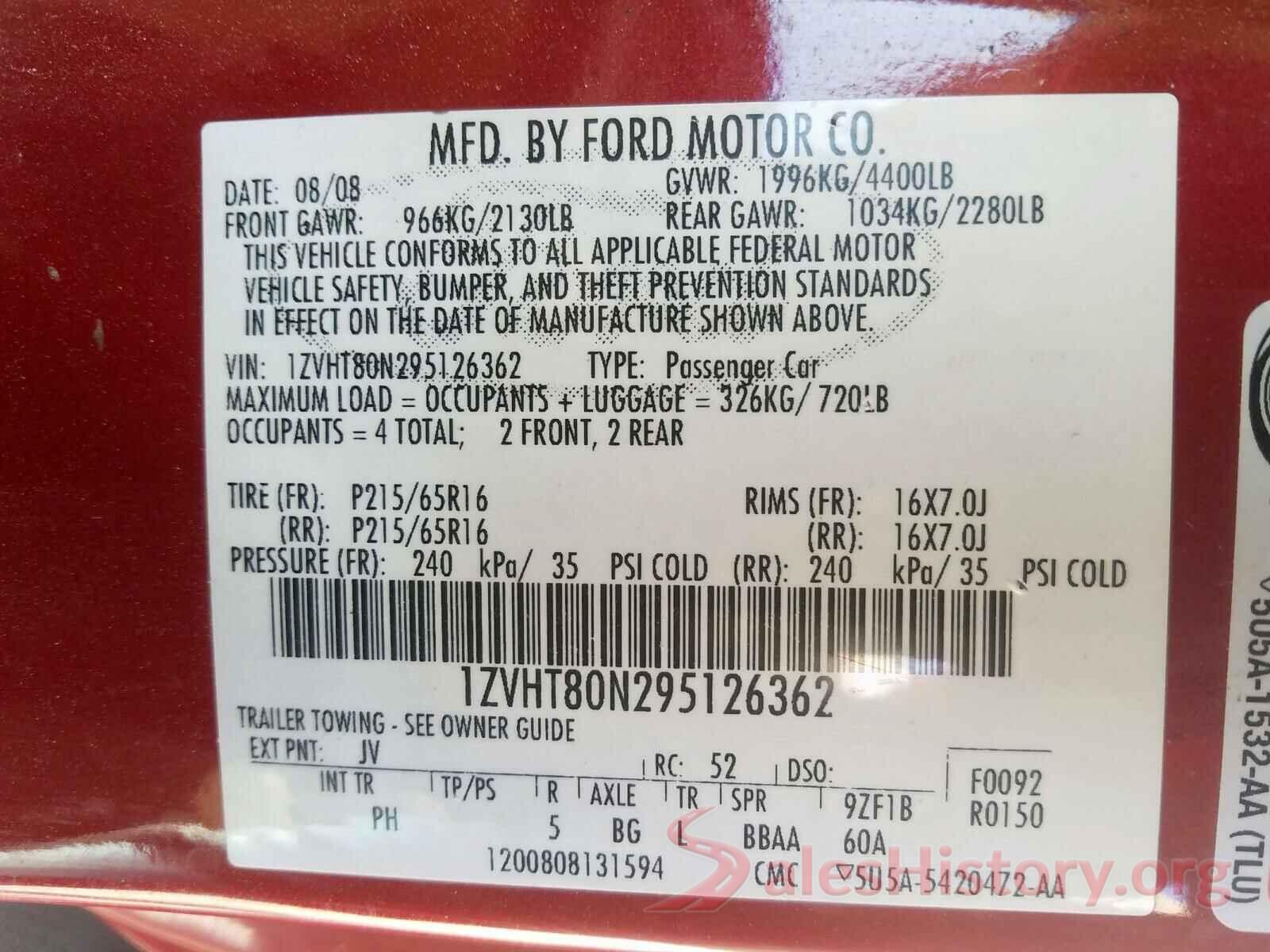 JM3KFACMXL0727749 2009 FORD MUSTANG