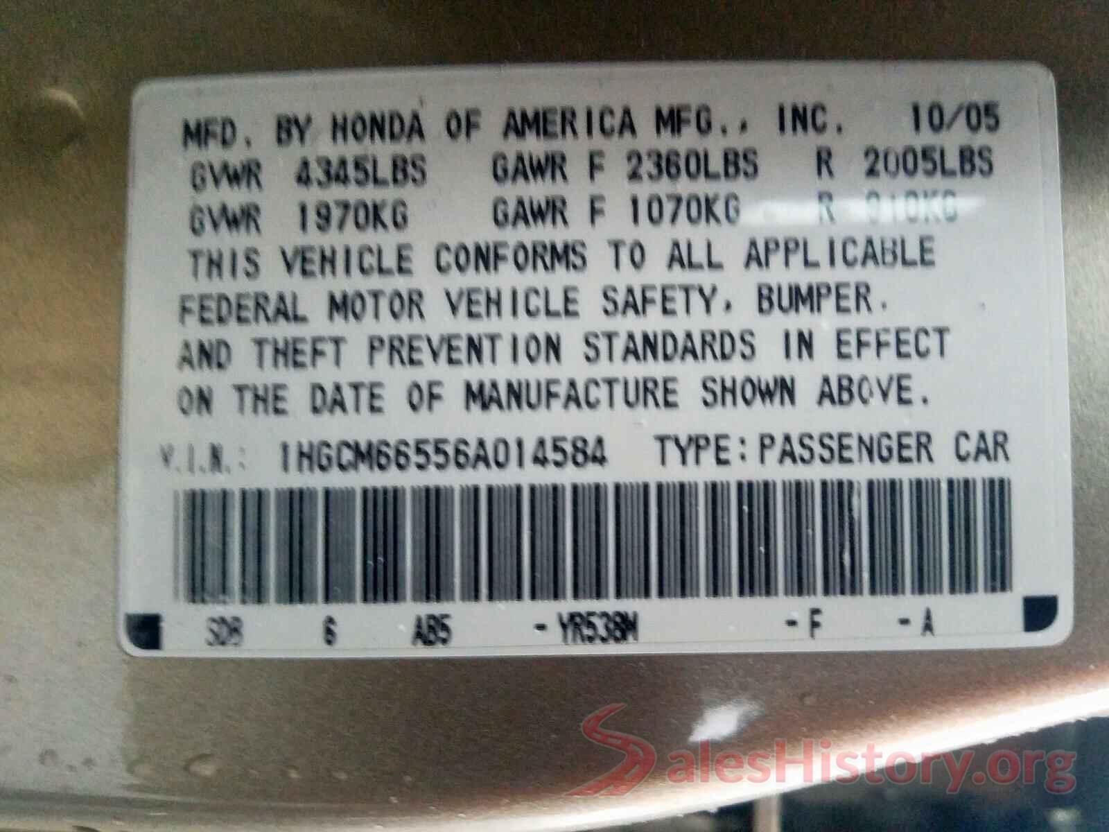 5FNRL5H35HB016251 2006 HONDA ACCORD